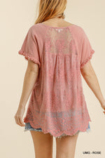 Linen Blend Back Lace Detail Top-Shirts & Tops-Umgee-Black-Small-Inspired Wings Fashion