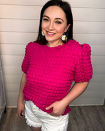 Bubble Textured Top-Top-and the why-Small-Fuchsia-cmglovesyou