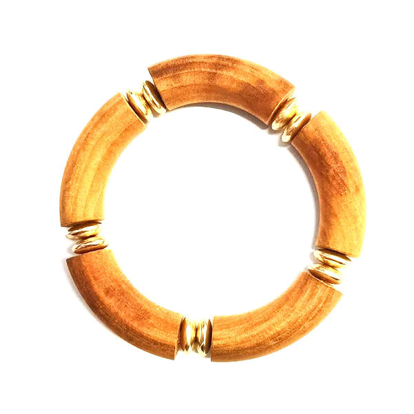 Bead and Gold Disc Stretch Bracelet-Bracelets-Fouray Fashion-Brown-cmglovesyou