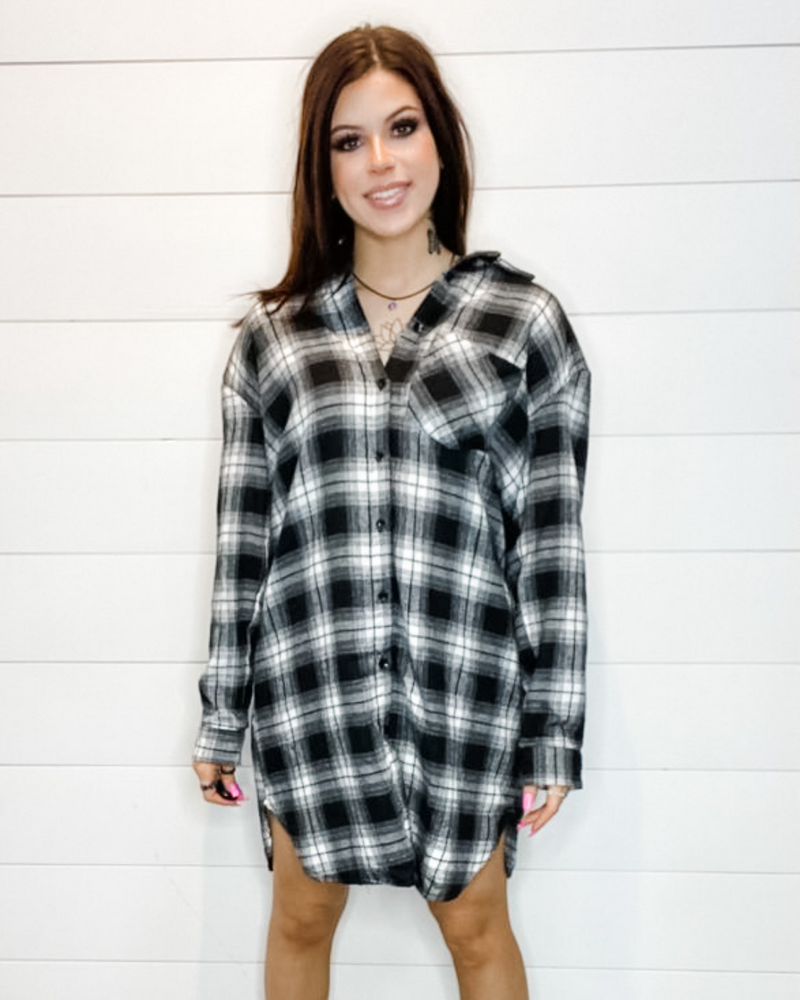 Checker Button Down Shirt-Tops-Vine & Love-S-Black-cmglovesyou