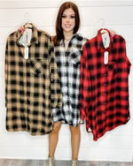 Checker Button Down Shirt-Tops-Vine & Love-S-Black-cmglovesyou