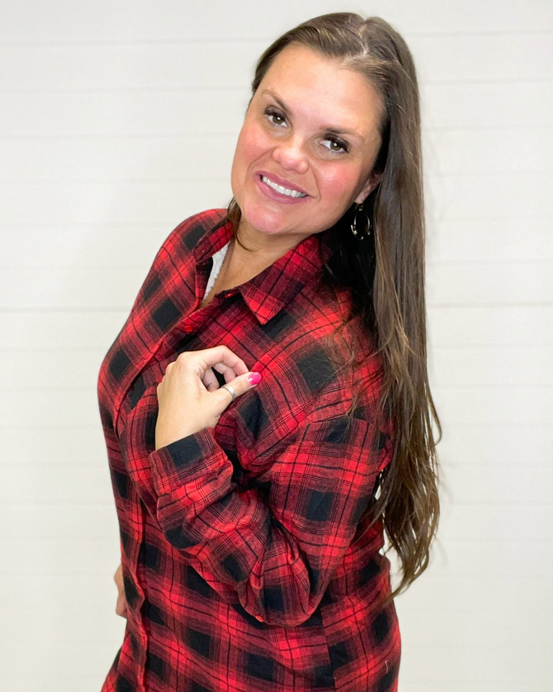 Checker Button Down Shirt-Tops-Vine & Love-S-Black-cmglovesyou