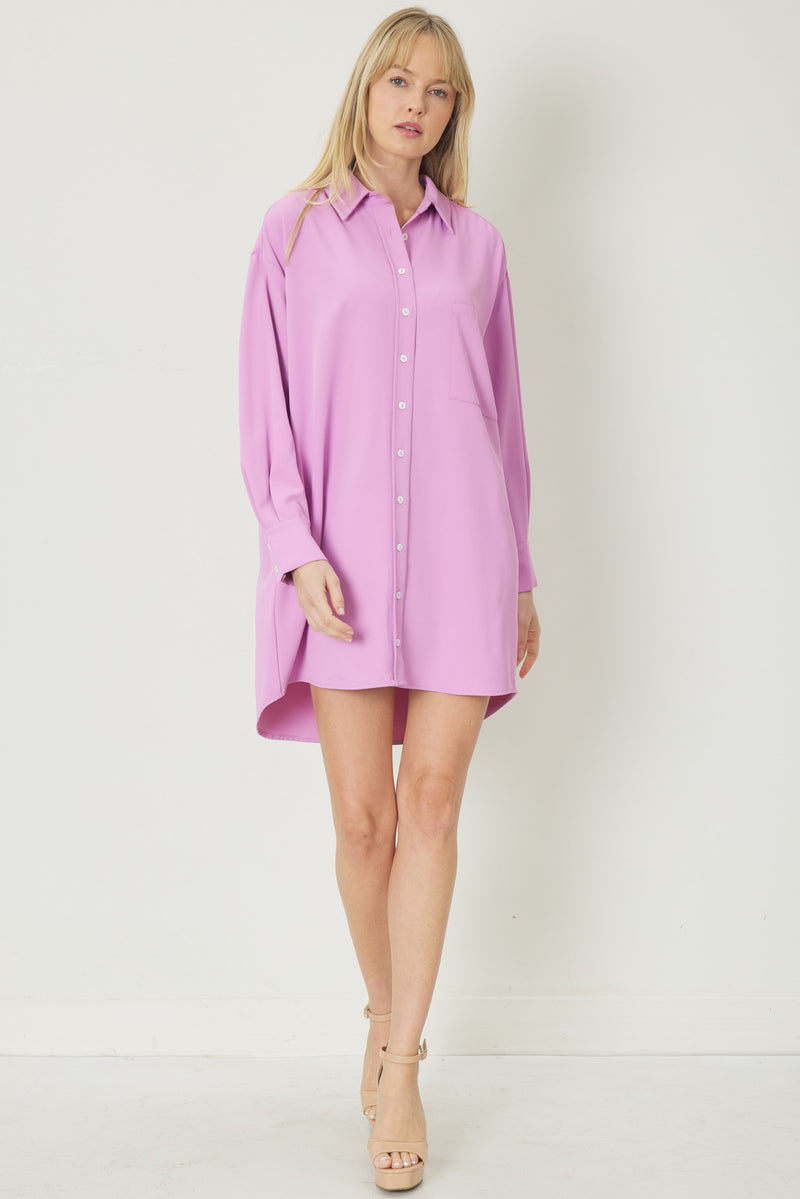 Button Up Shirt Dress-Dress-Entro-Small-Pink-cmglovesyou