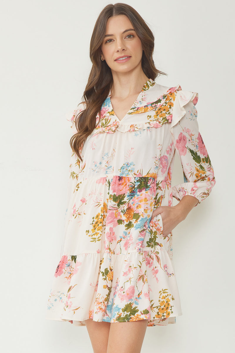 Spring Floral Dress-Dresses-Entro-Small-Pink Combo-cmglovesyou
