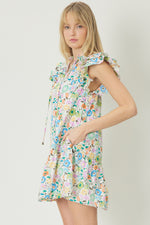 Floral Mini Dress-Dress-Entro-Small-Ivory-cmglovesyou