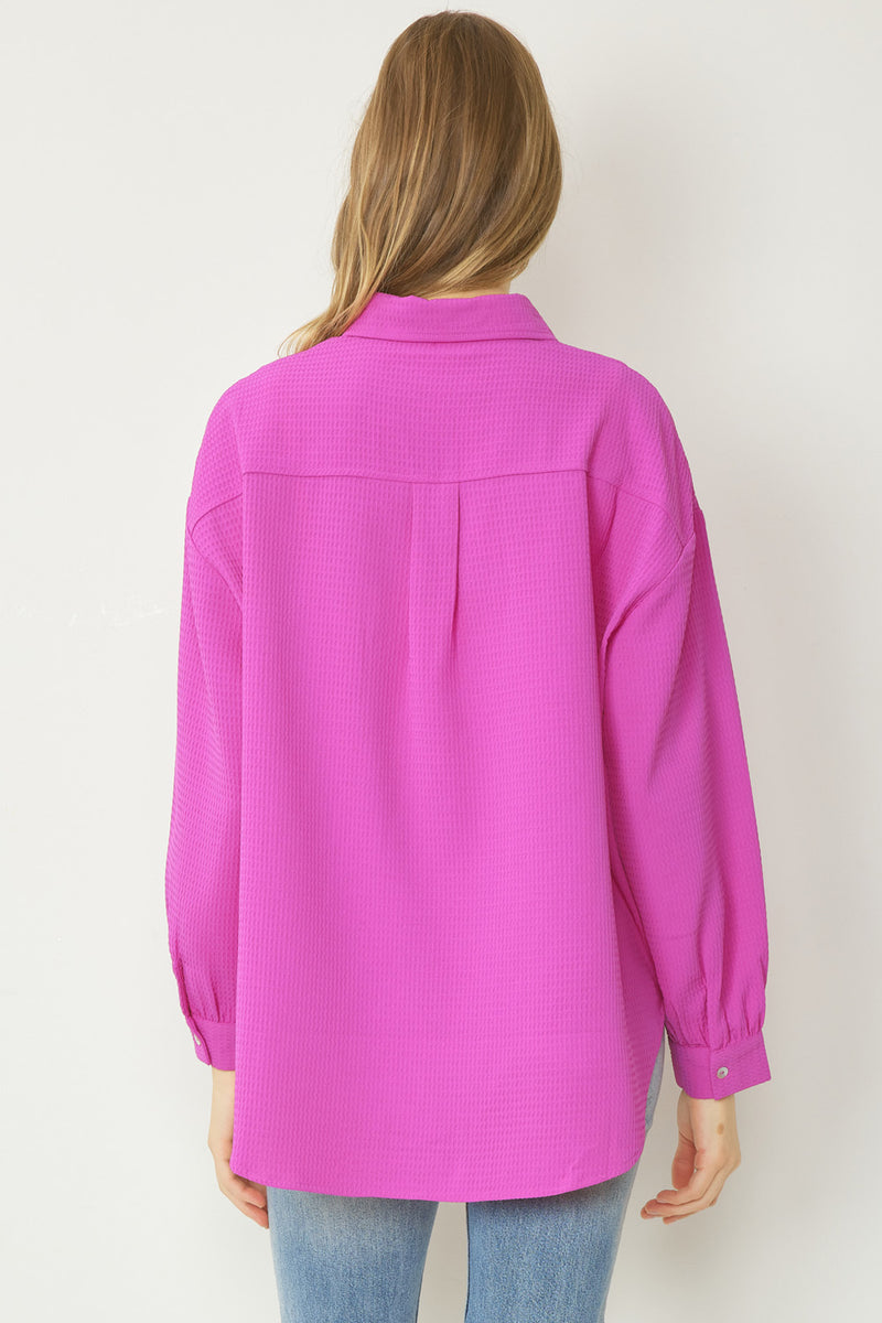 Long Sleeve Waffle Top-Shirts & Tops-Entro-Small-Orchid-cmglovesyou