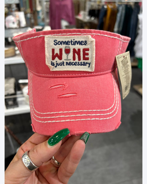 Wine Necessary Visor-Hats-Suzy Q USA-Pink-cmglovesyou
