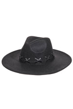 X Weave Pattern Fedora Hat-Hats-Fame Accessories-Black-cmglovesyou