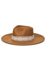 Boho Stripe Pattern Fedora Hat-Hats-Fame Accessories-Brown-cmglovesyou