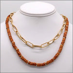 Double Layer Beads and Links Necklace-Apparel & Accessories-Fouray Fashion-Brown-cmglovesyou