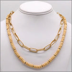 Double Layer Beads and Links Necklace-Apparel & Accessories-Fouray Fashion-Natural-cmglovesyou