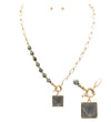 Square Pendant with Beads Necklace-Necklaces-Fouray Fashion-Black-cmglovesyou