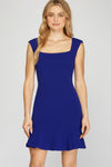 Sleeveless Shoulder Padded Dress-dress-She+Sky-Small-Royal Blue-cmglovesyou