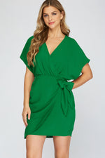 Dolman Sleeve Side Tied Dress-Dress-She+Sky-Small-Green-cmglovesyou