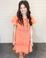 Split Neck Ruffle Sleeve Dress-Dresses-Umgee-Small-Hot Coral-cmglovesyou