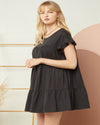 Solid Scoop Neck Tiered Dress-Dresses-Entro-Small-Black-cmglovesyou