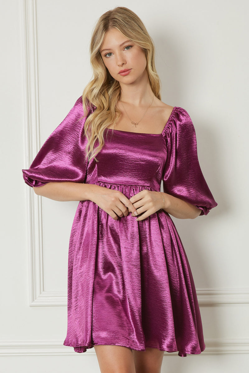 Satin Babydoll Dress-Dresses-Entro-Small-Purple-cmglovesyou