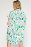 Geometric Print Dress-Clothing-Entro-Small-Green-cmglovesyou