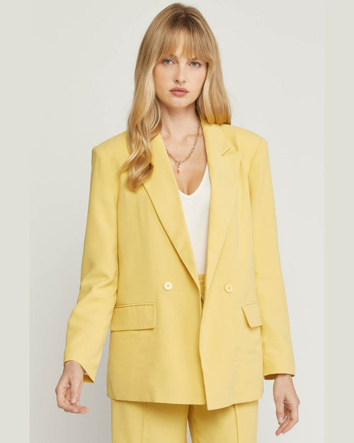 Single Button Blazer-Entro-Small-Custard-cmglovesyou