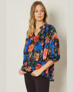 Floral Print V-Neck Top-Shirts & Tops-Entro-Small-Black-cmglovesyou