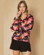 Floral Print V-Neck Top-Shirts & Tops-Entro-Small-Black-cmglovesyou