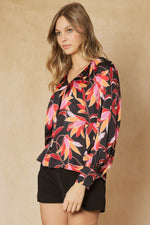 Floral Print V-Neck Top-Shirts & Tops-Entro-Small-Black-cmglovesyou