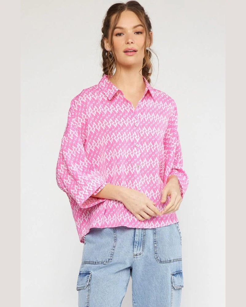 Geometric Top-Shirts & Tops-Entro-Small-Pink-Inspired Wings Fashion