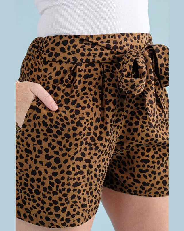 Polka Dot Waist Tie Shorts-Shorts-Cozy Co.-Small-Brown-cmglovesyou