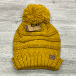 Slouchy Pom Pom Beanie-Hats-Suzie Q USA-Mustard-cmglovesyou