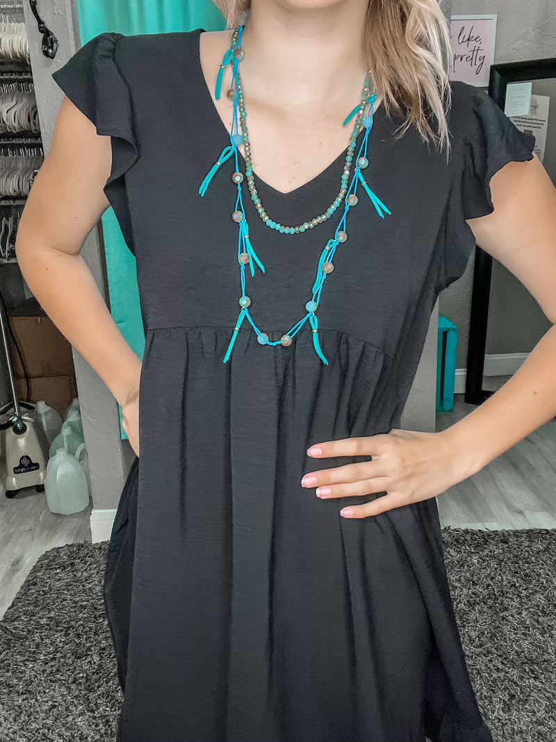 Beaded Fringe Necklace-Necklaces-Lost and Found Trading Company-Turquoise-cmglovesyou