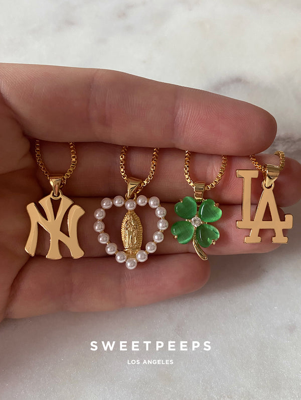 Los Angeles Dodgers Micro Pendant, 14K White - The GLD Shop