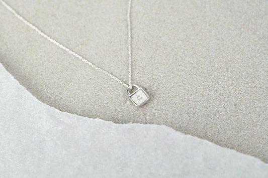 Little Silver Padlock Link Necklace