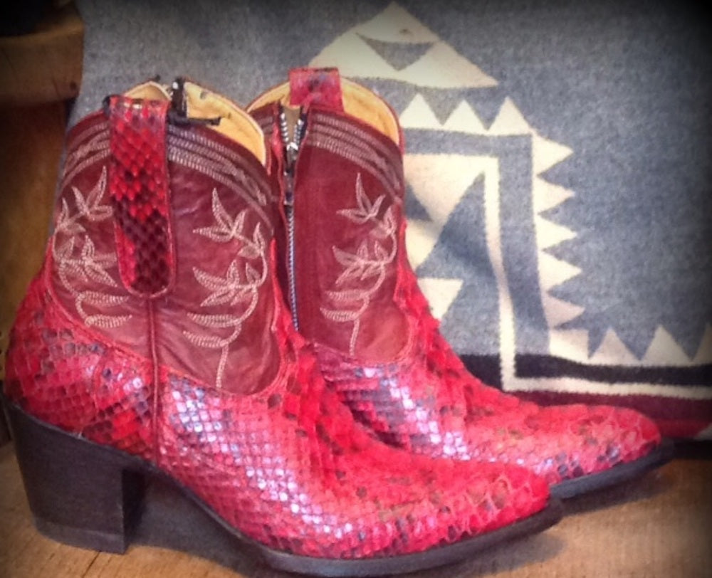 Red Python short boots