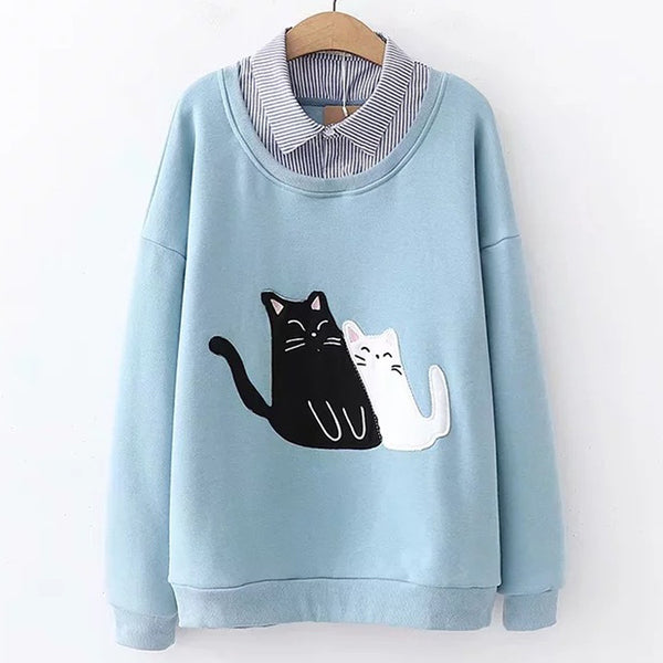 women's embroidered sweatshirts with collar