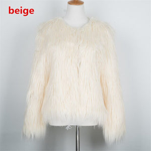 white plus size faux fur coat