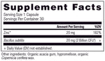 zinc supplement label