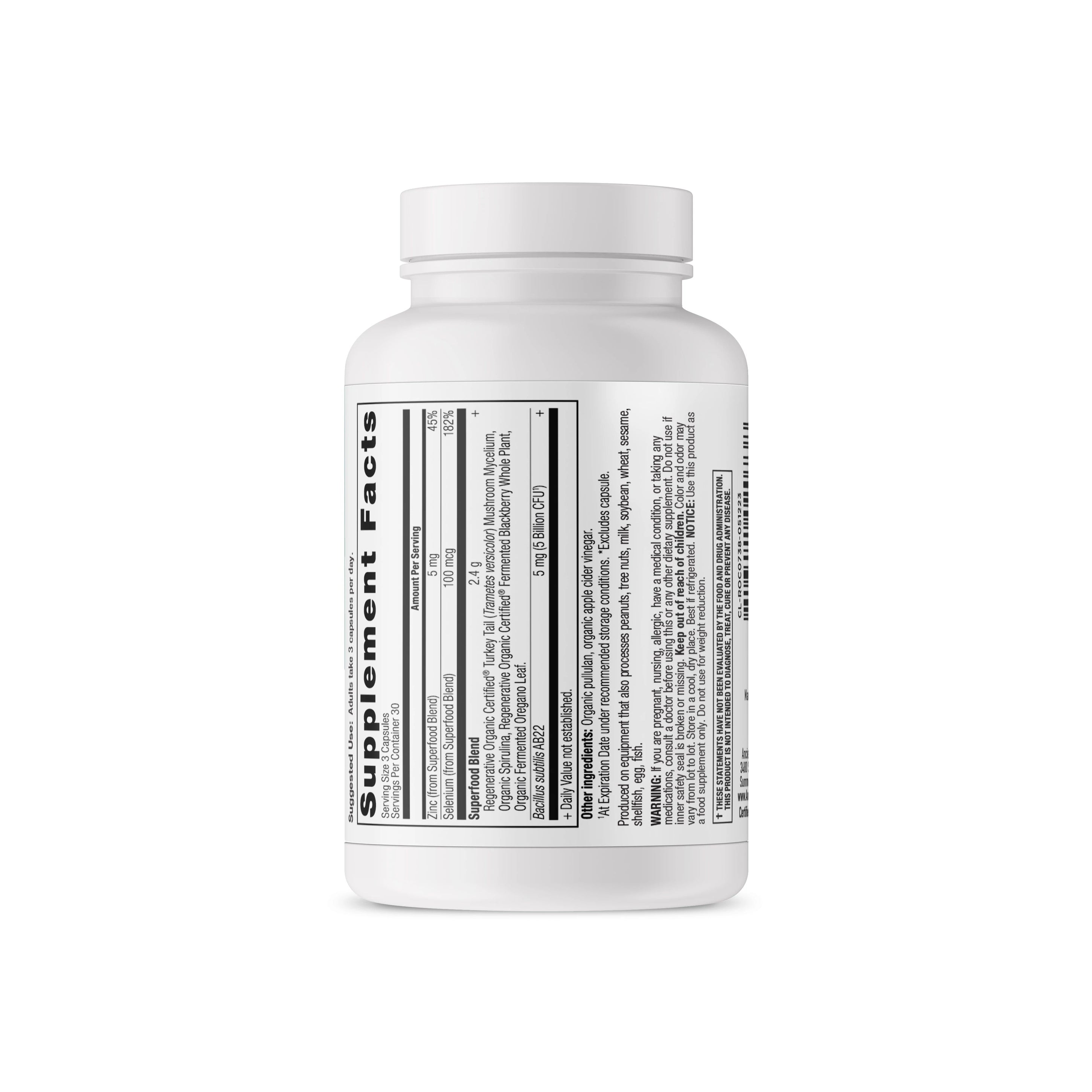 Regenerative Organic Certified™ Candida Balance back of bottle