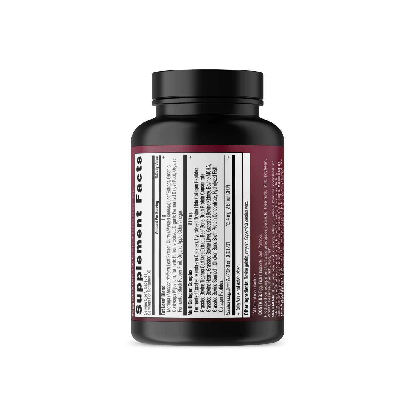 Multi Collagen Advanced Lean Capsules side of bottle