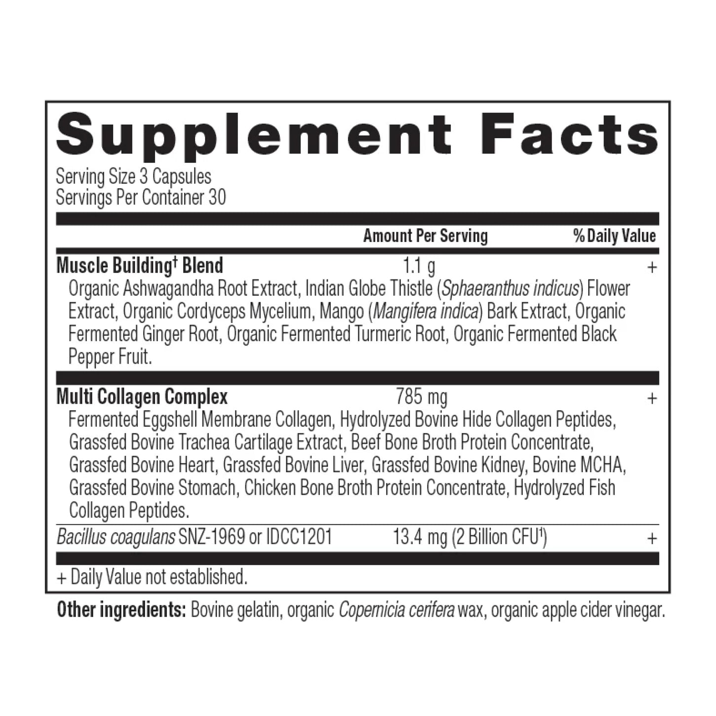 Multi Collagen Advanced Muscle Capsules supplement label