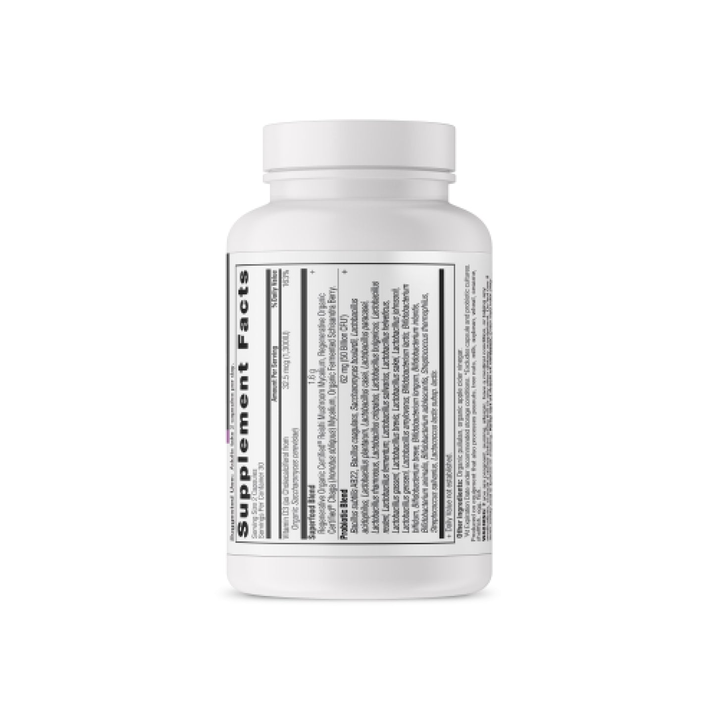 Regenerative Organic Certified™ Women's Extra Strength Probiotics back of bottle