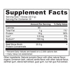 bone broth protein pumpkin spice supplement label