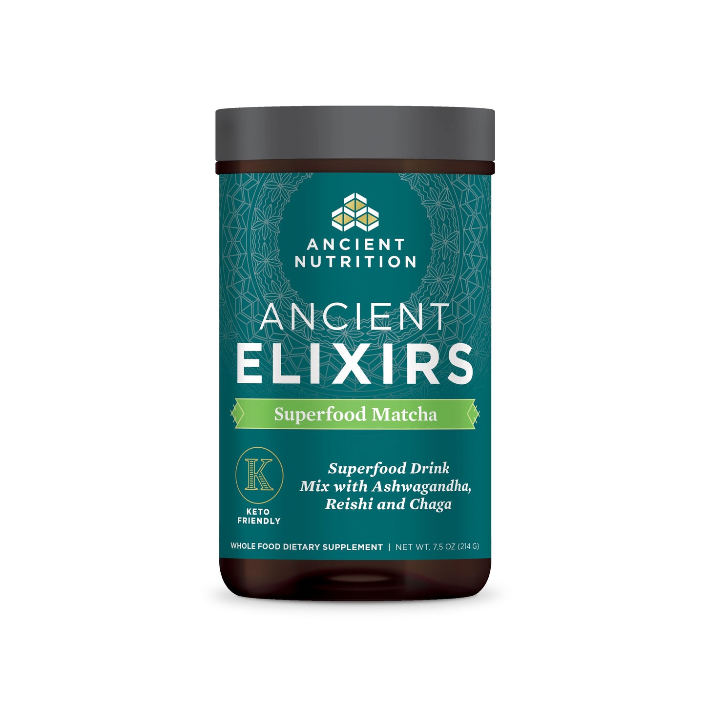 Ancient Elixirs Superfood Matcha Powder front of bottle