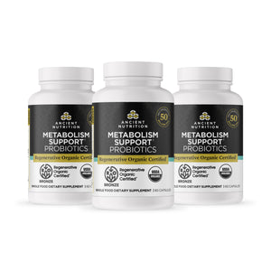 Regenerative Organic Certified® Metabolism Support Probiotics Capsules (60 Capsules) - 3 Bottle Offer image