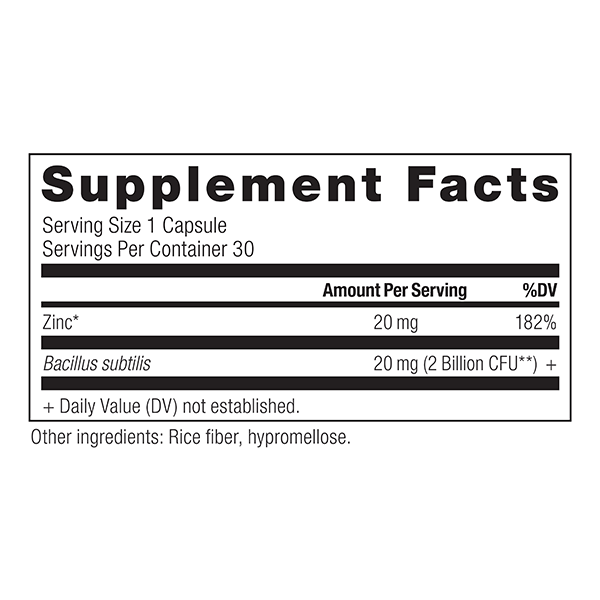 Zinc Supplement Label