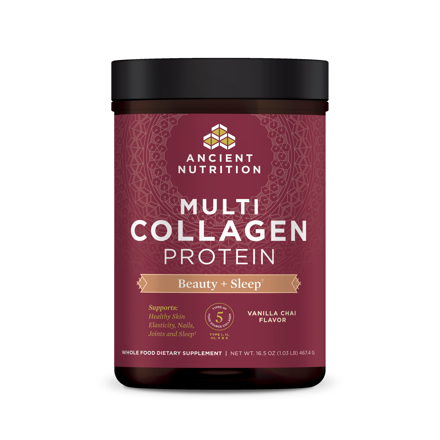 multi collagen protein beauty sleep powder front of bottle image
