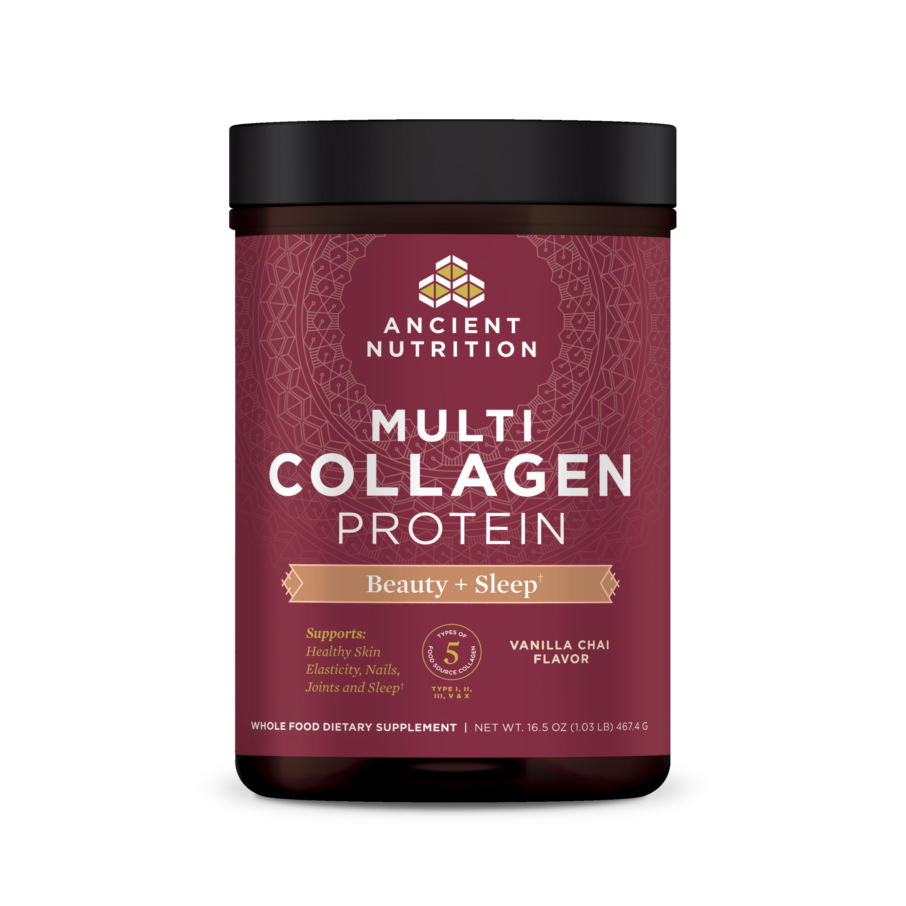 multi collagen protein beauty sleep powder front of bottle image