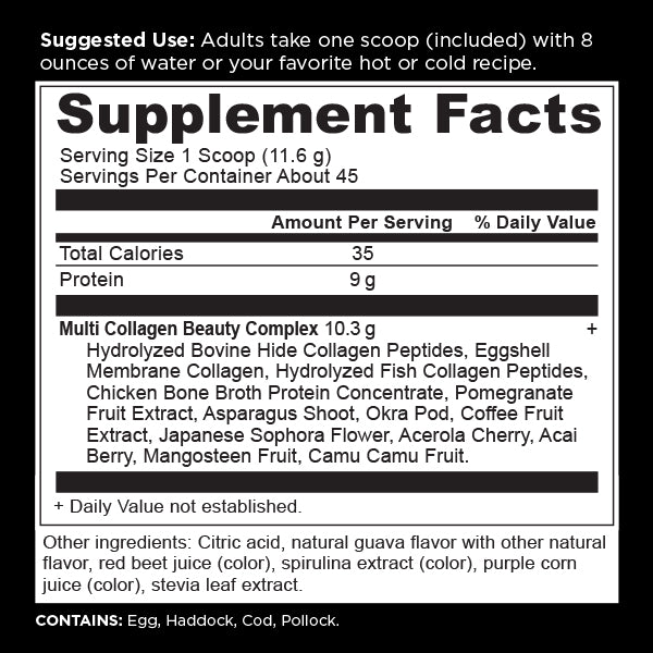 multi collagen protein beauty within  supplement label 