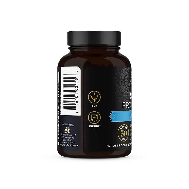 SBO Probiotics Ultimate Capsules side of bottle