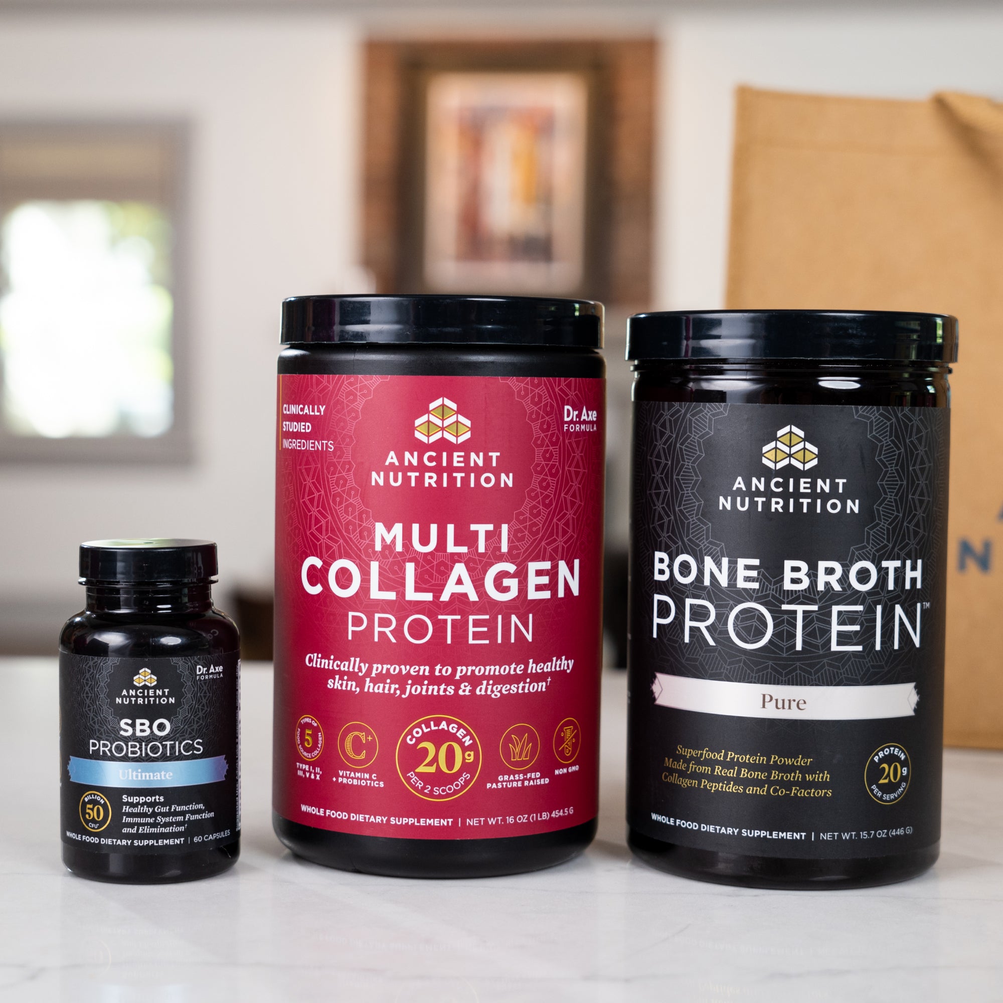 best seller bundle supplement bottles on a counter top