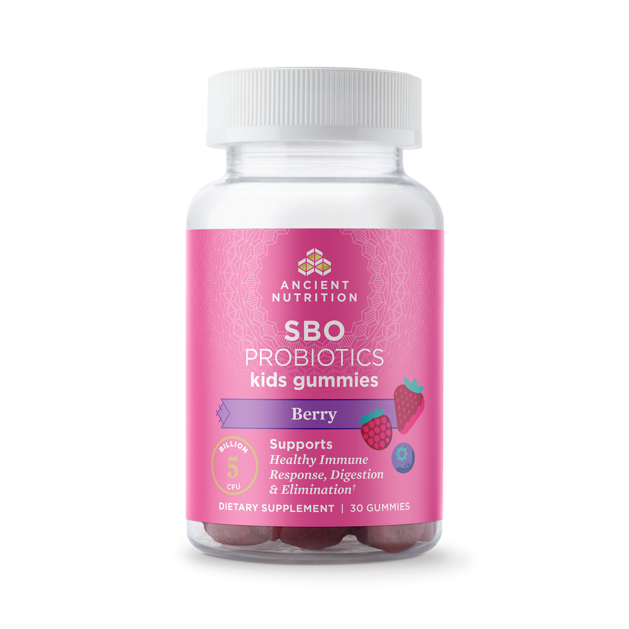 Bottle of SBO Probiotics kids gummies 30 count